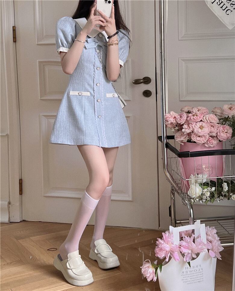 【dress】リボンドールカラーワンピース G20180