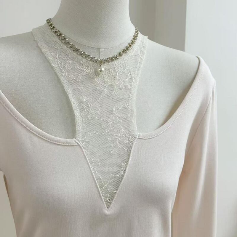【tops】レースドッキングトップス Q7635