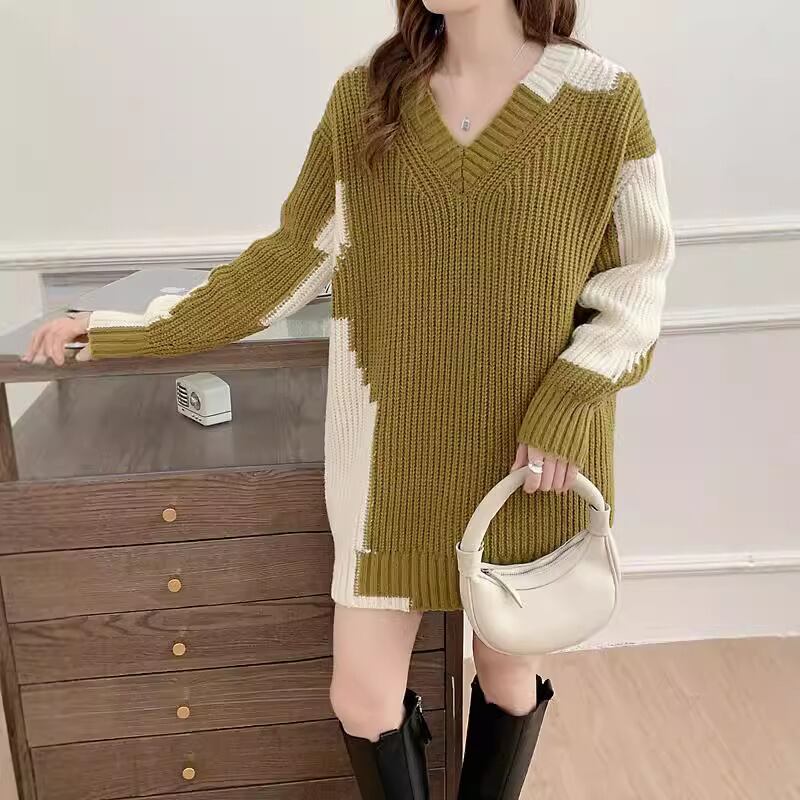 【dress】Vネックニットワンピース　M26594