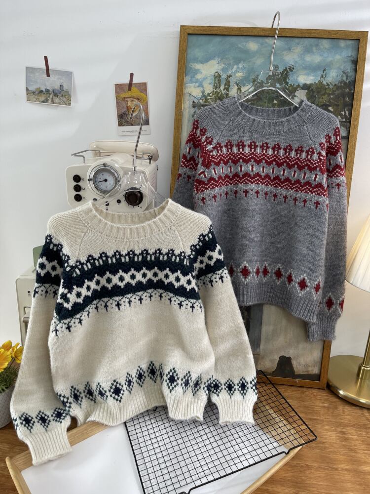 【tops】プリントニットセーター　M27509
