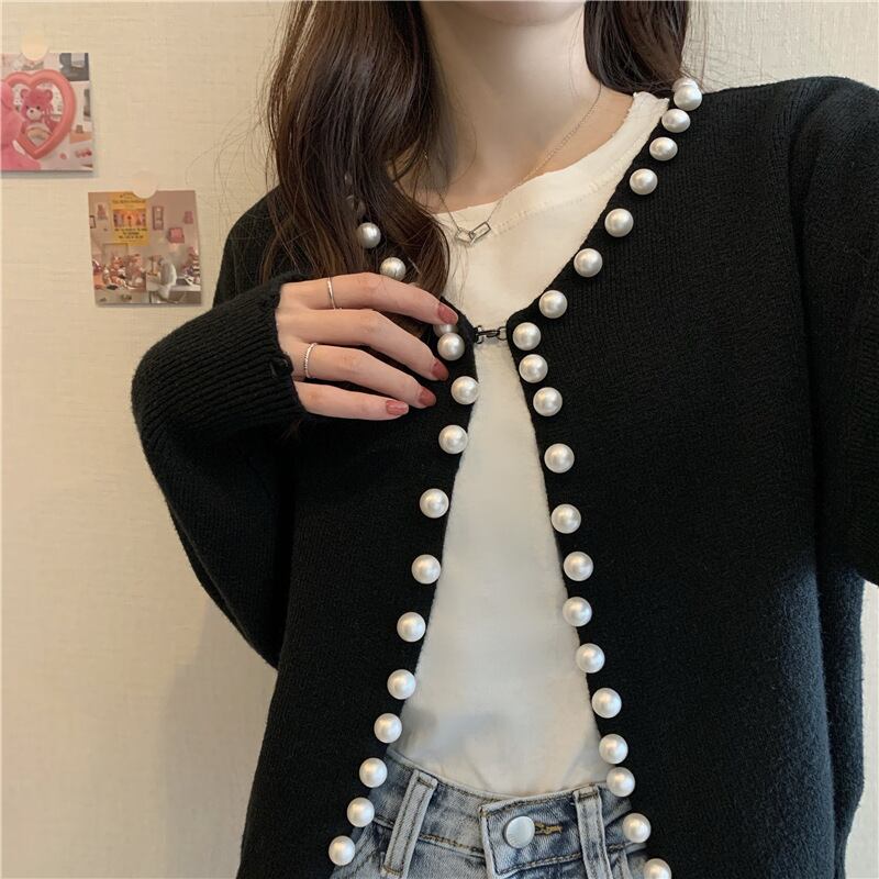 【outer】パールニットカーディガン　N2070