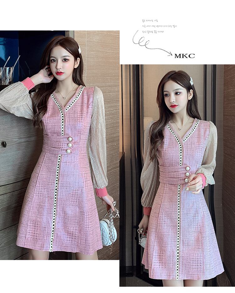 【dress】気質満点春秋スウィート長袖体型カバー着痩せワンピース G1706