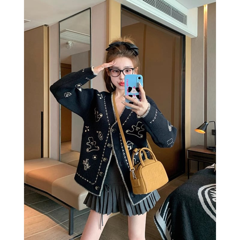 【outer】Vネックニットカーデ　M26381
