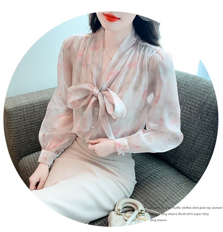 【tops】リボン付きシャツトップス　M18480