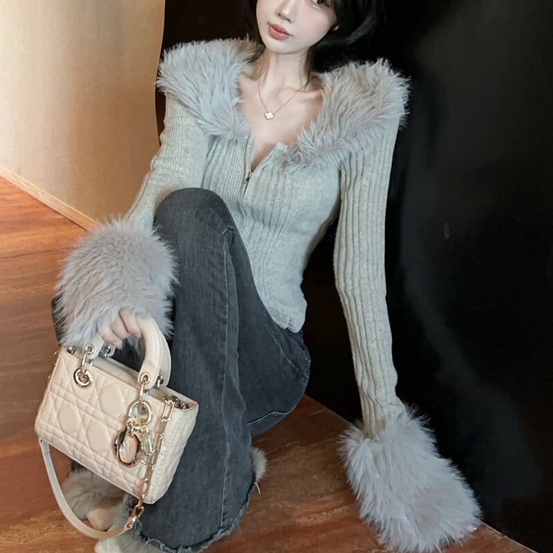 【outer】ファーニットカーデ　M27826