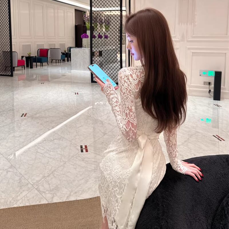 【dress】レースミニワンピース Q8343