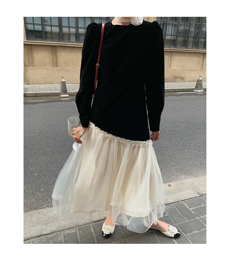 【dress】チュールドッキングワンピース　M26460