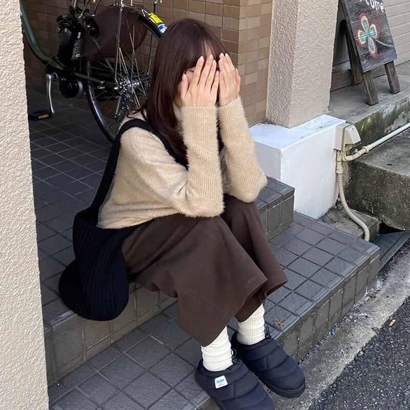 【tops】ハイネックニットトップス Q7393