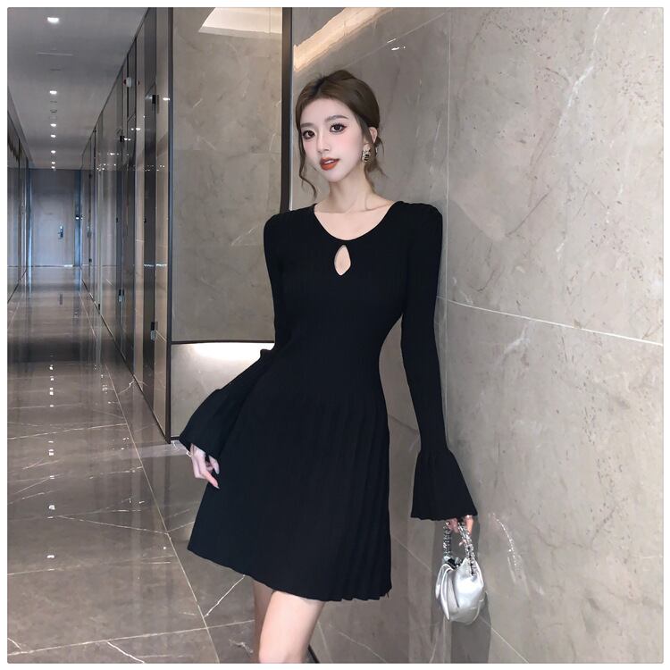 【dress】プリーツニットワンピース　M18856
