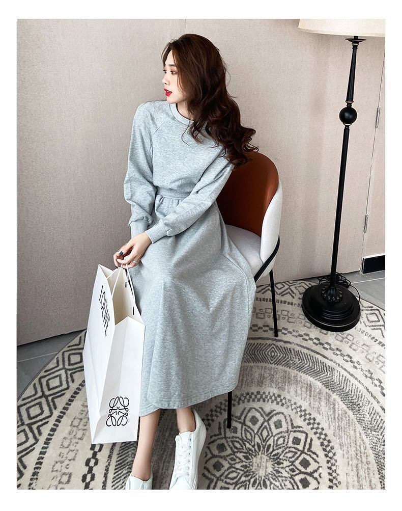 【dress】カジュアル気質満点着心地良い秋冬シンプル長袖ワンピース G2698