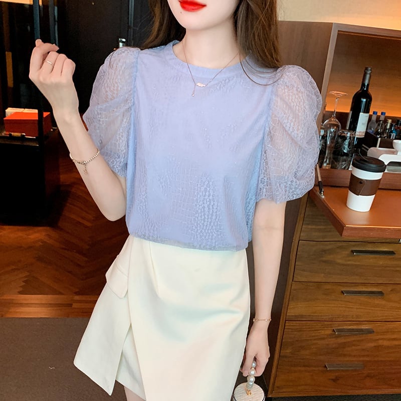 【tops】レースパフスリーブ ブラウスG21542