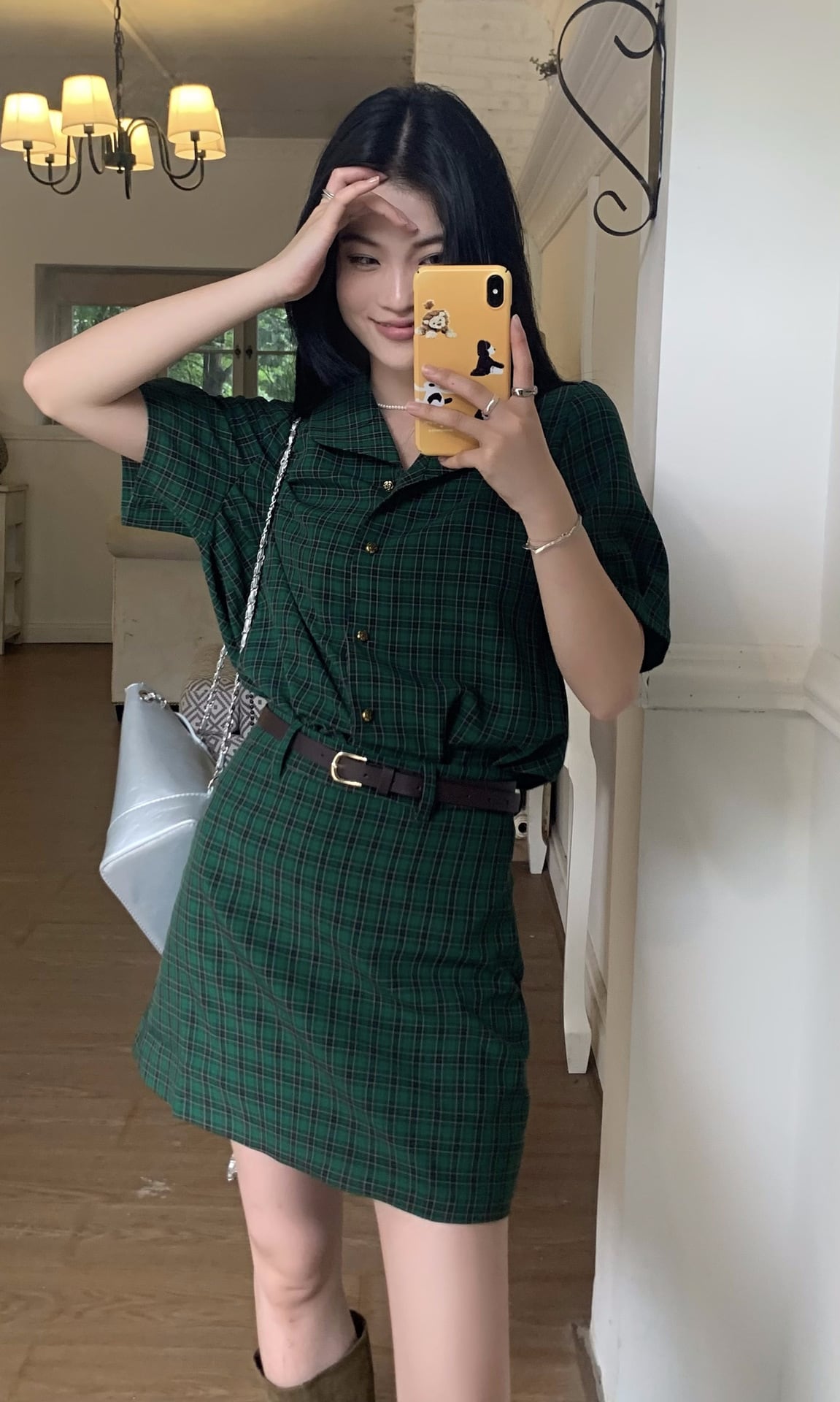 【set】チェック柄ブラウス+スカート２点セットG21572