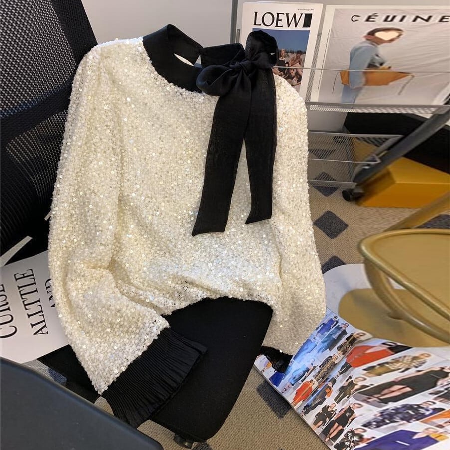 【tops】スパンコールシャツトップス　M28910