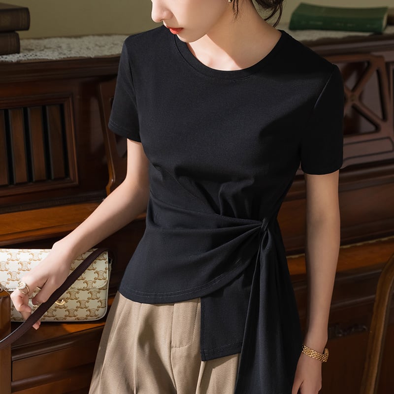 【tops】3色ラウンドネックイレギュラーＴシャツF7385