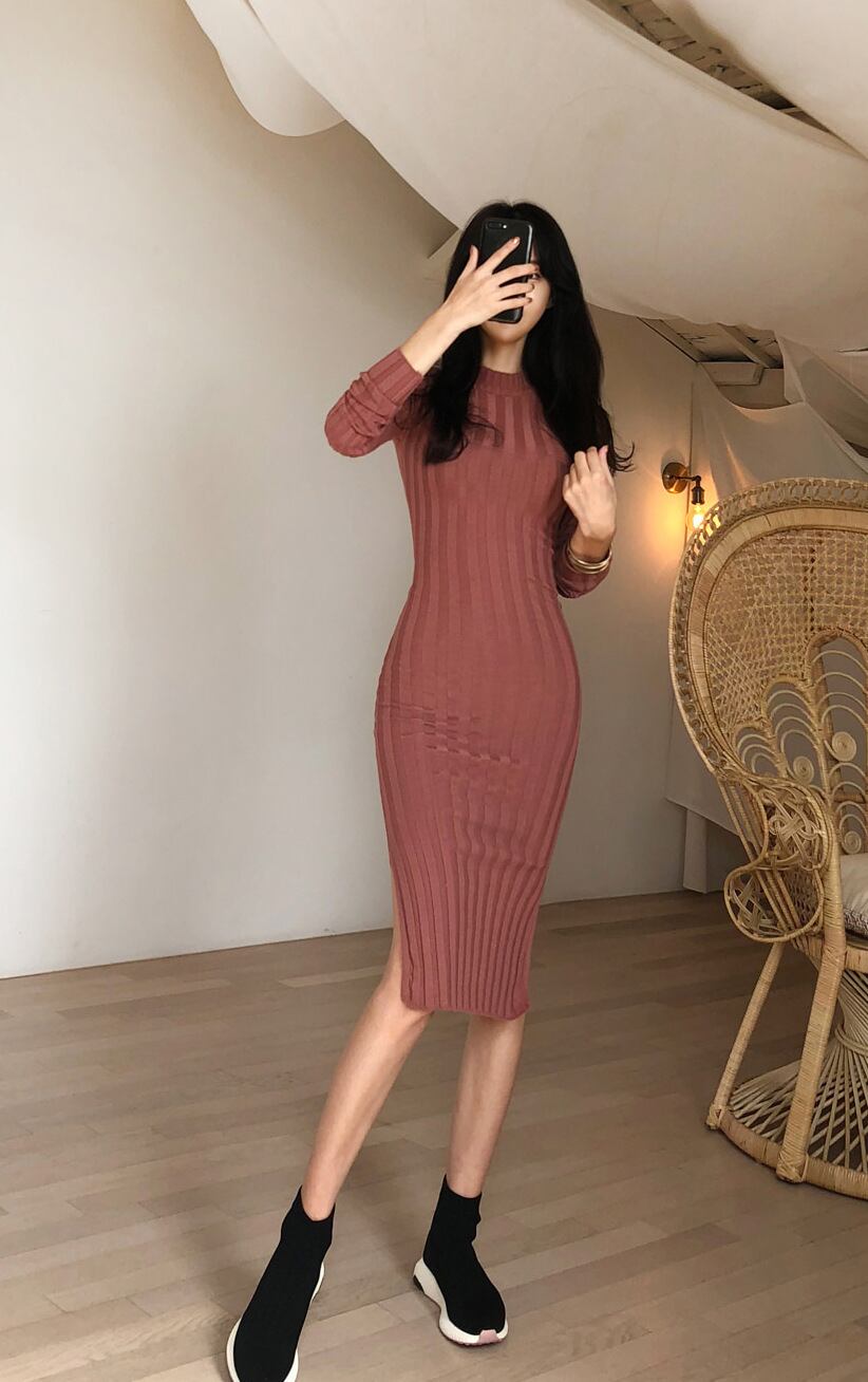 【dress】スリットワンピース　M19052