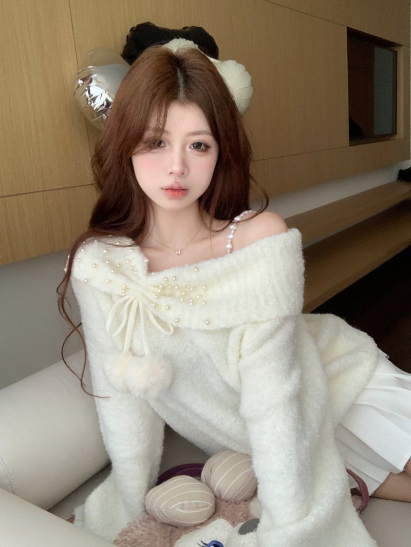 【tops】パールニットセーター　M27064