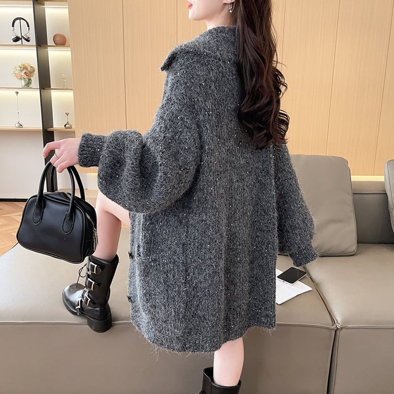 【outer】ロングニットカーディガン Q7191