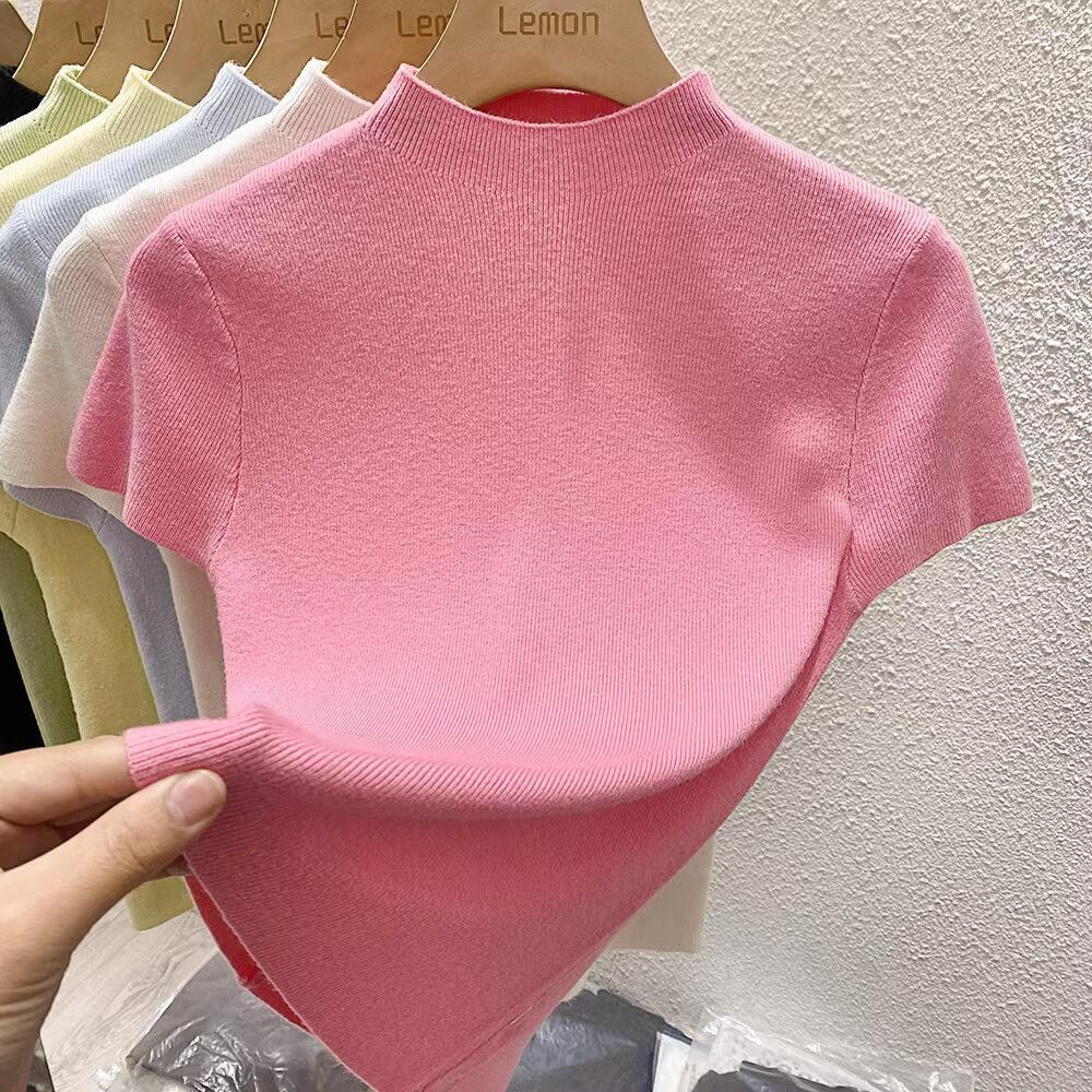 【tops】3色ニットＴシャツF7216