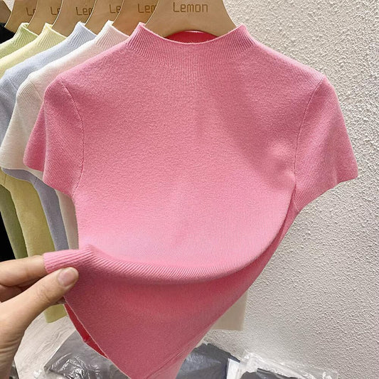 【tops】3色ニットＴシャツF7216