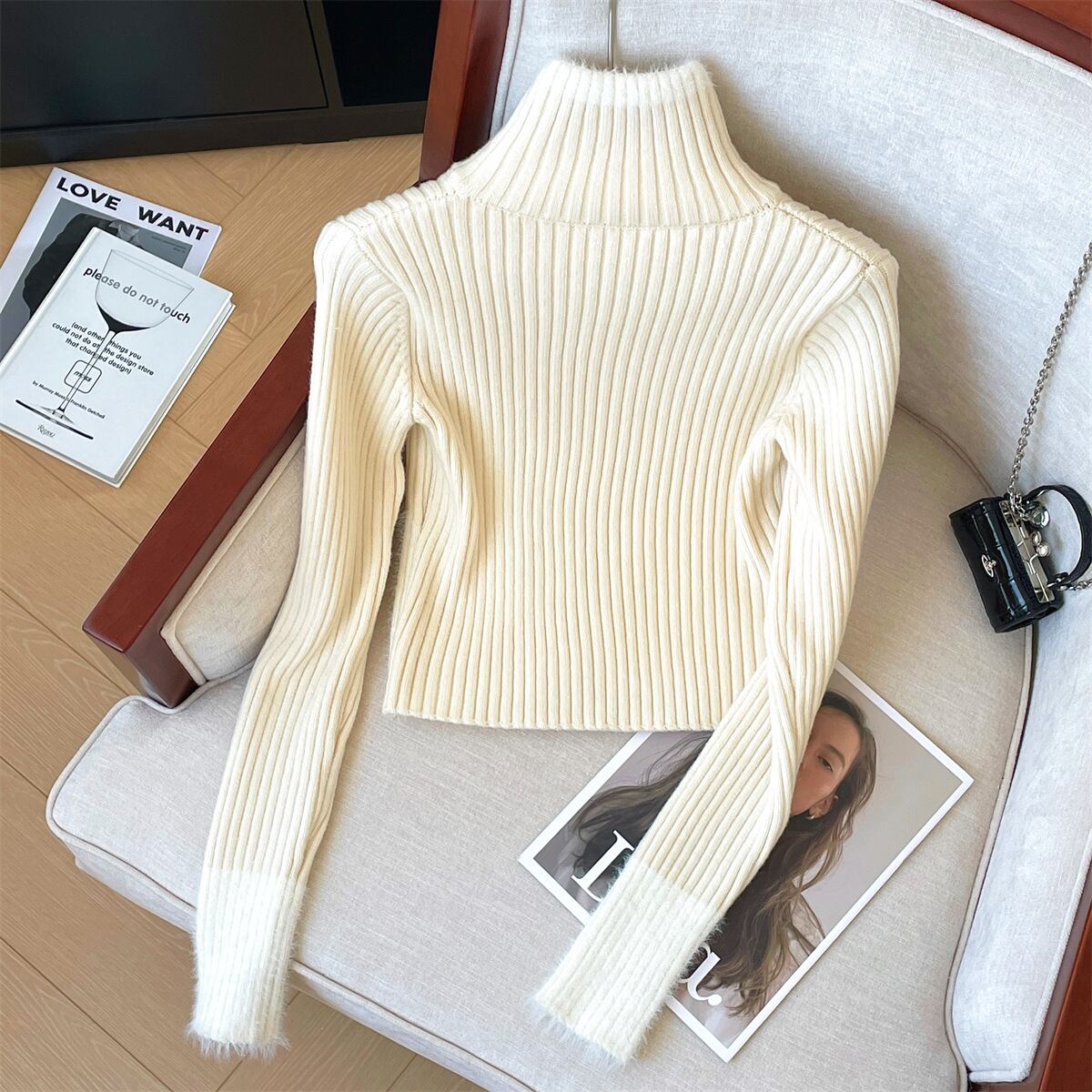 【outer】ファスナーニットカーデ　M29163