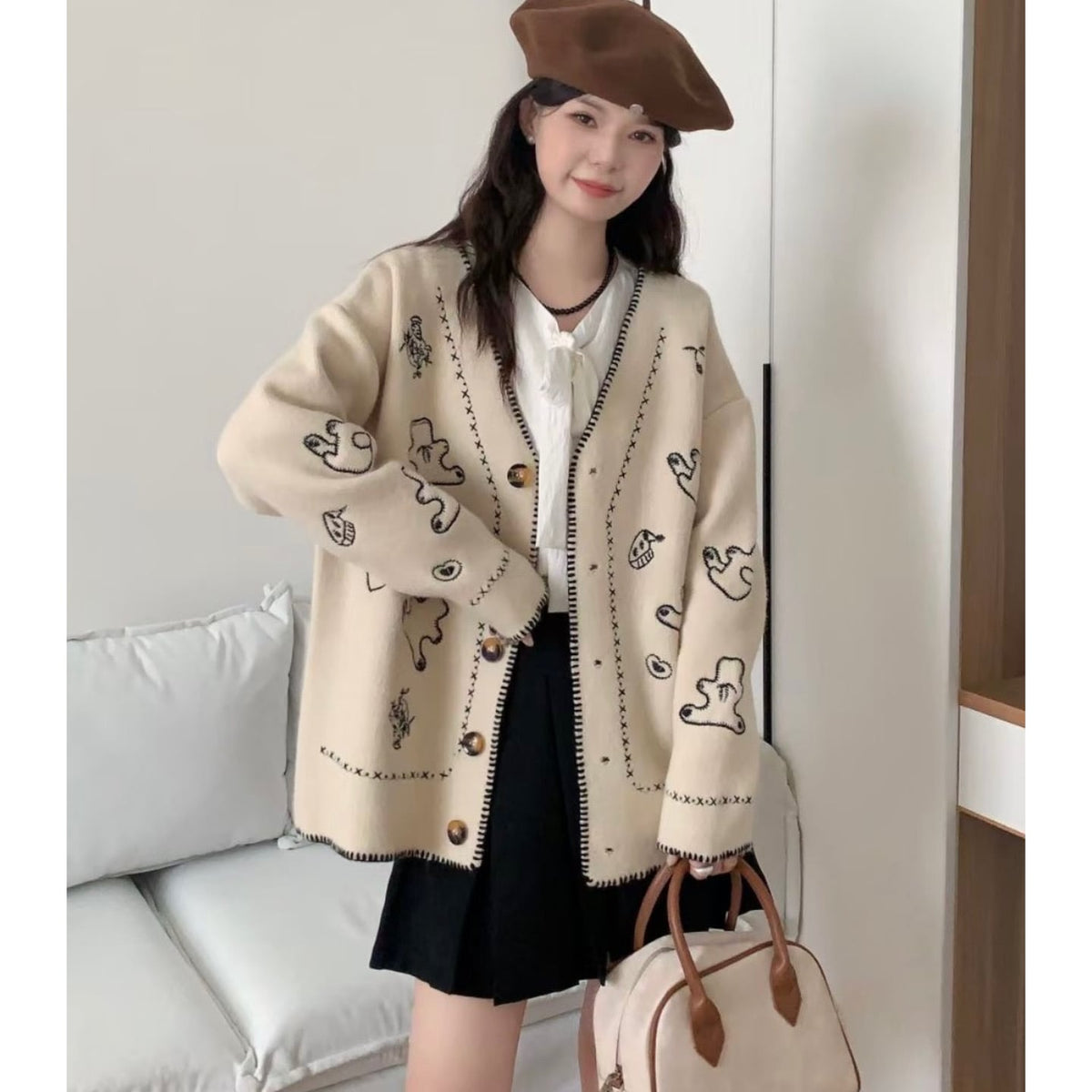 【outer】Vネックニットカーデ　M26381