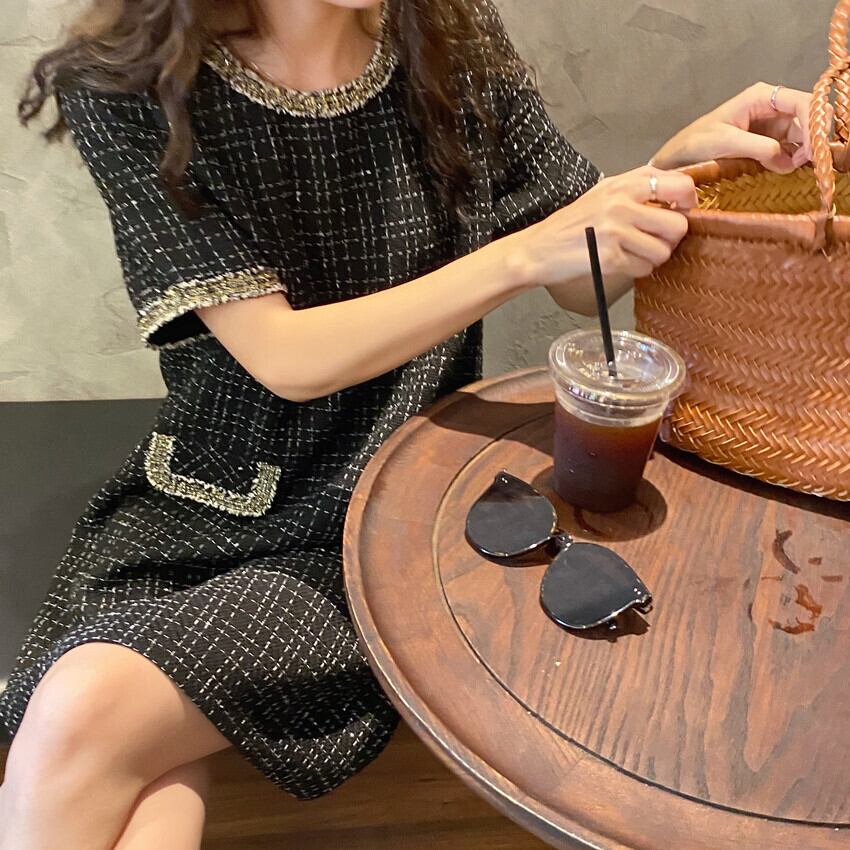 【dress】シンプル好感度UP!気質満点ラウンドネック エレガントファッションワンピース G0328