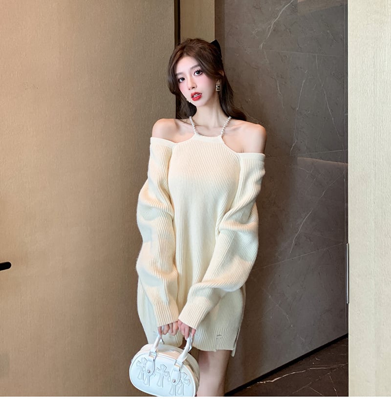 【dress】オフショルダーニットワンピース　M18621