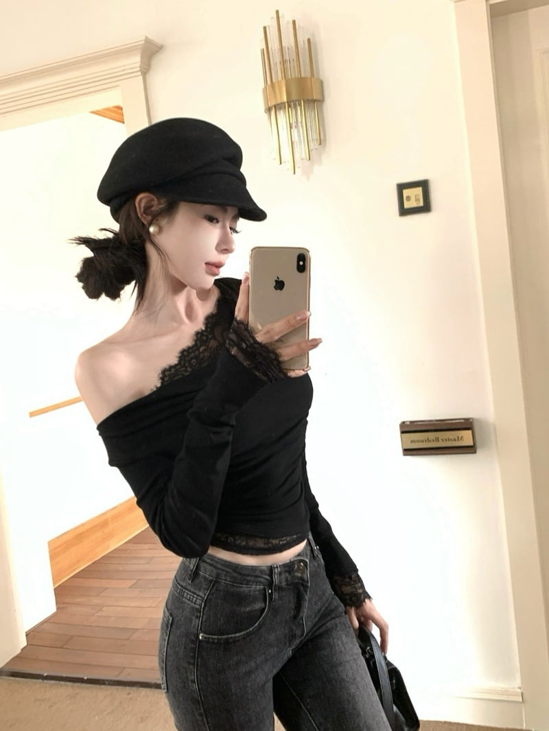 【tops】レース切り替えトップス　M28268