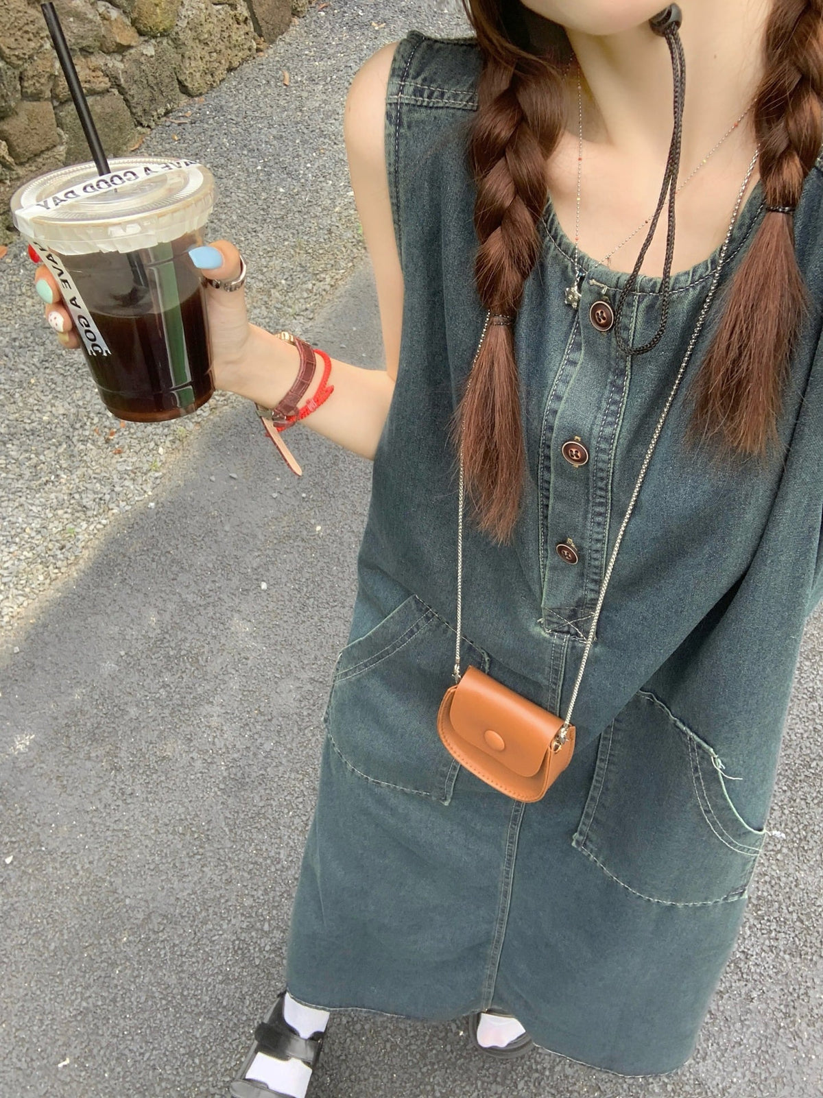 【dress】ノースリーブデニムワンピース　M25107