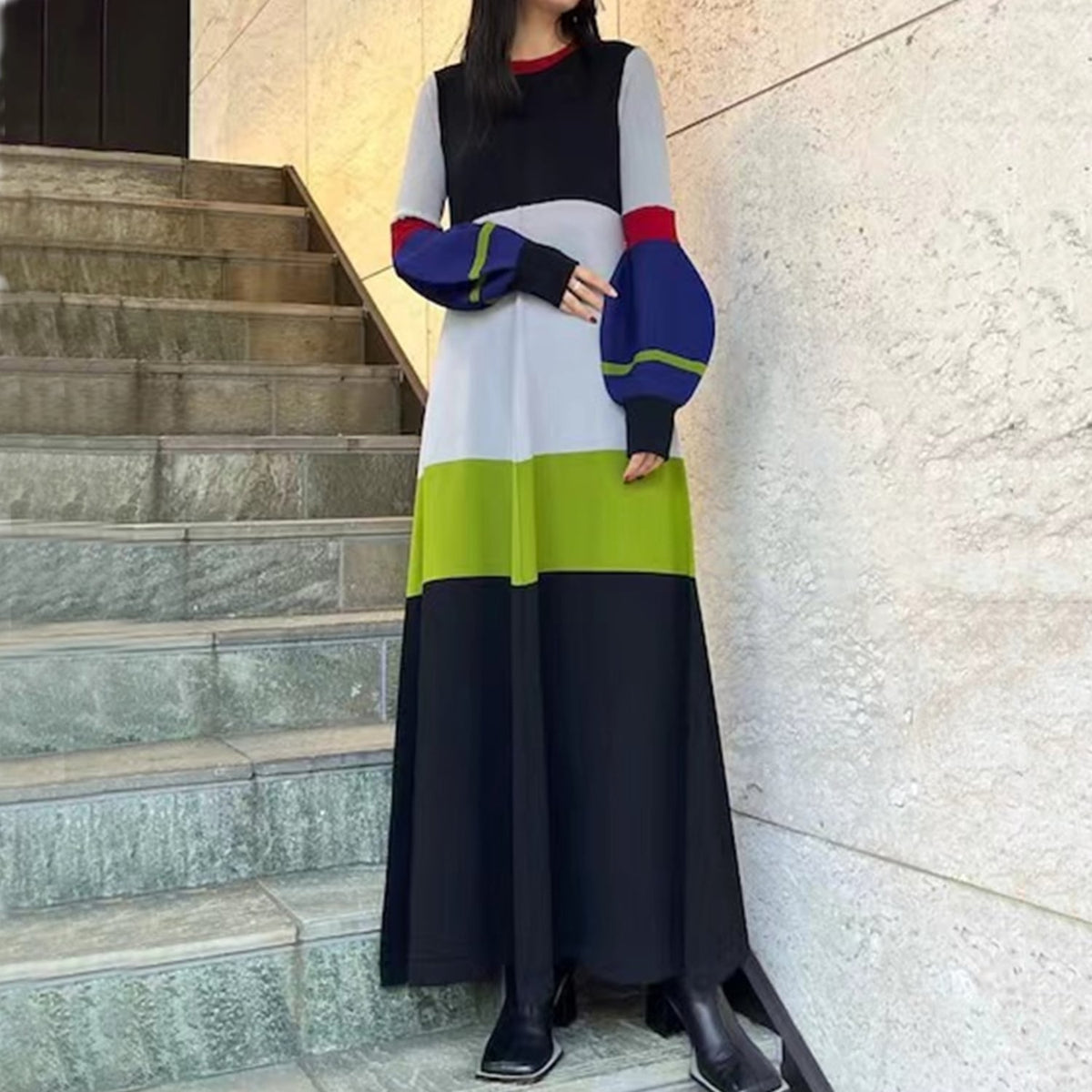【dress】ドッキングニットワンピース 　N2738