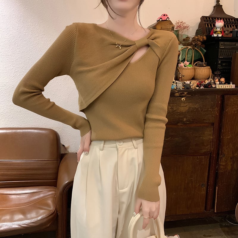 【tops】カットワークニットトップス　M25410
