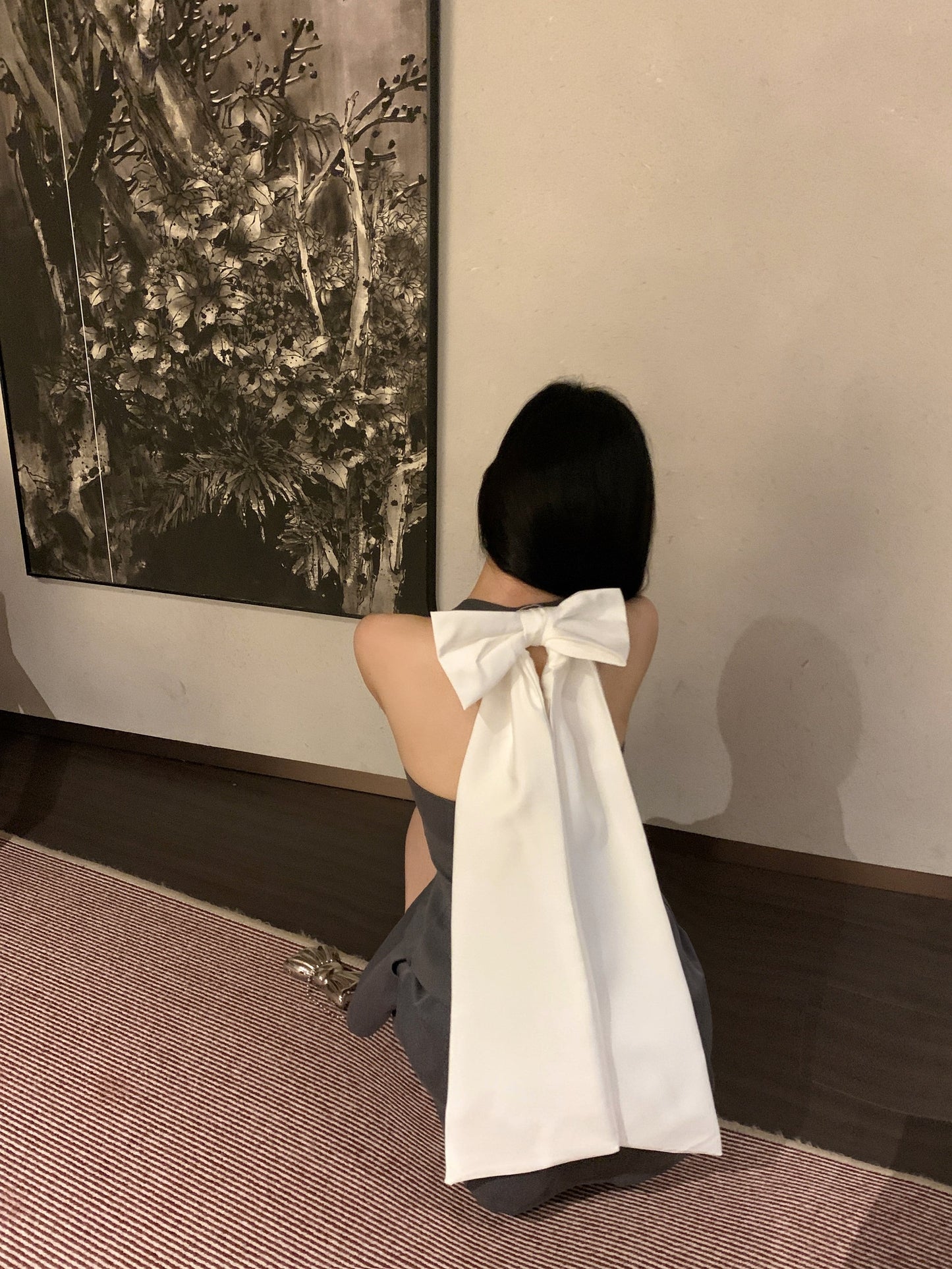 【set】リボンホルターネックチョッキ+スカート２点セットG21404