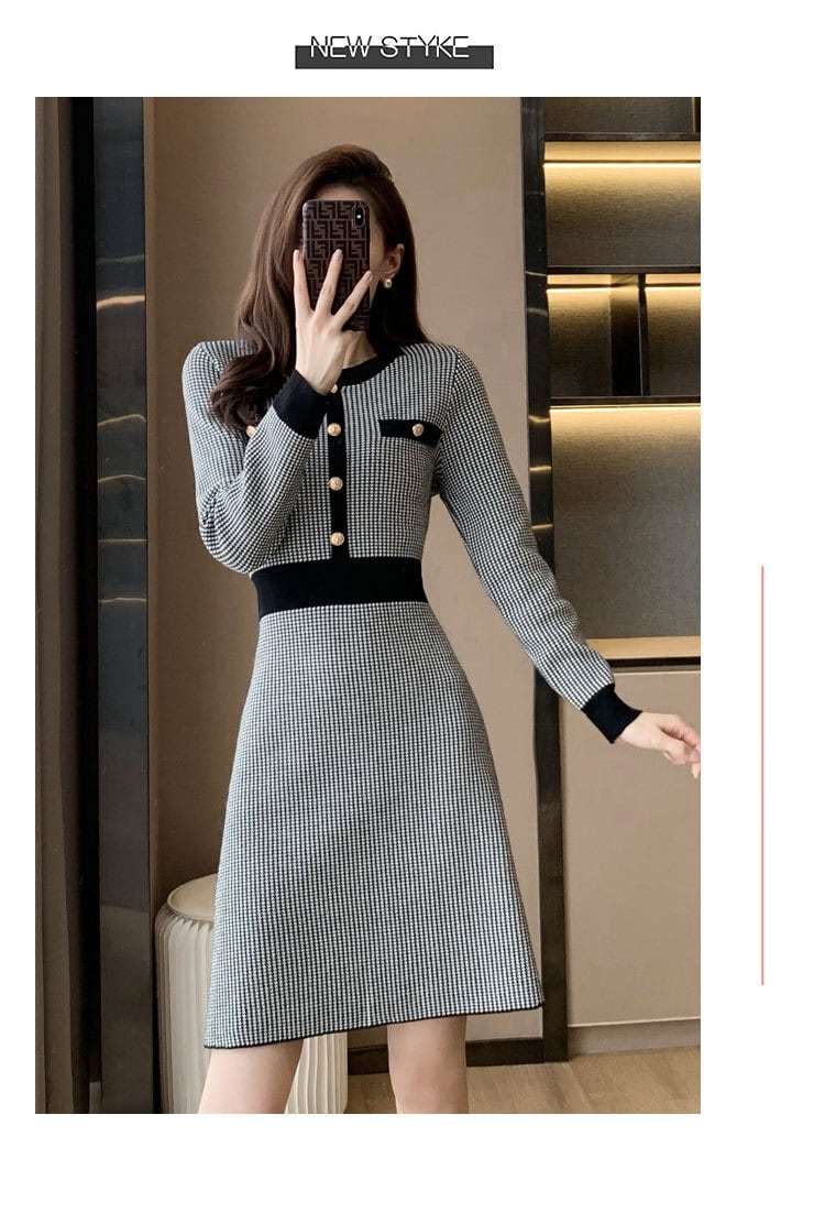 【dress】千鳥格子ワンピース　M25487
