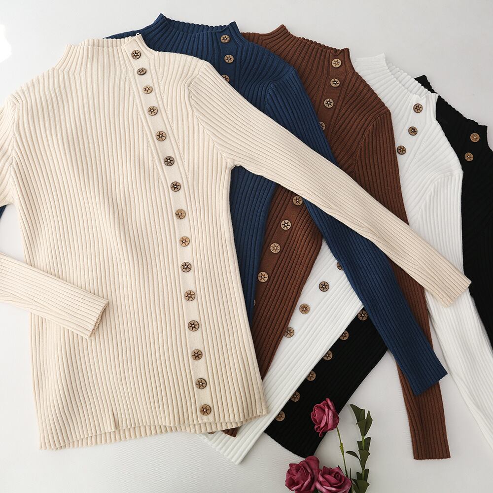 【tops】ボタンデザインニットトップス　M27410
