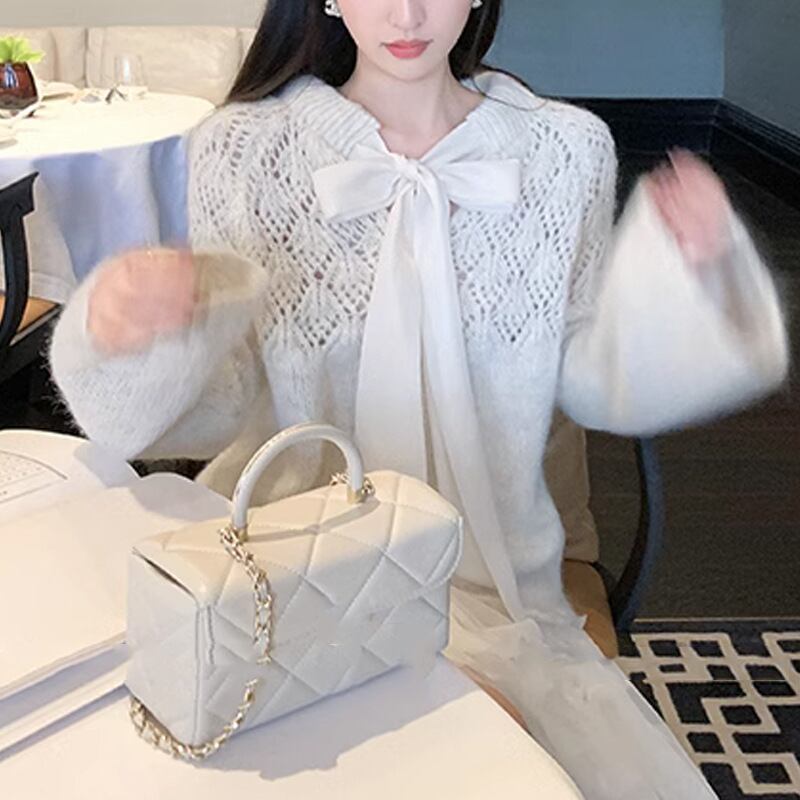 【tops】リボン付きニットセーター　M27302