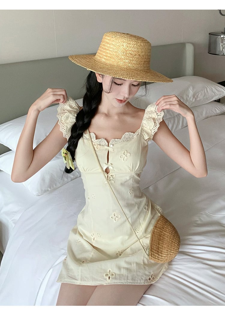 【dress】レース切り替えワンピース　M25156