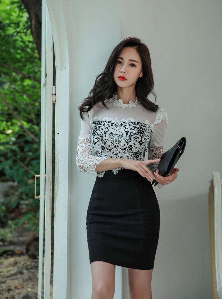 【dress】レースドッキングワンピース　M18904