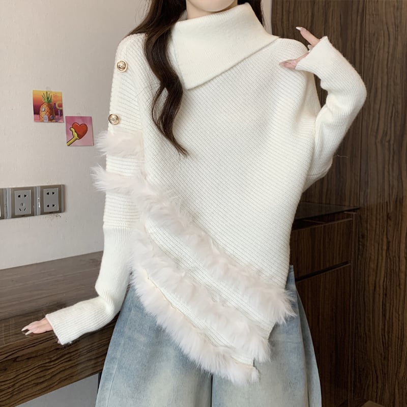 【tops】ファードッキングニットトップス Q7179