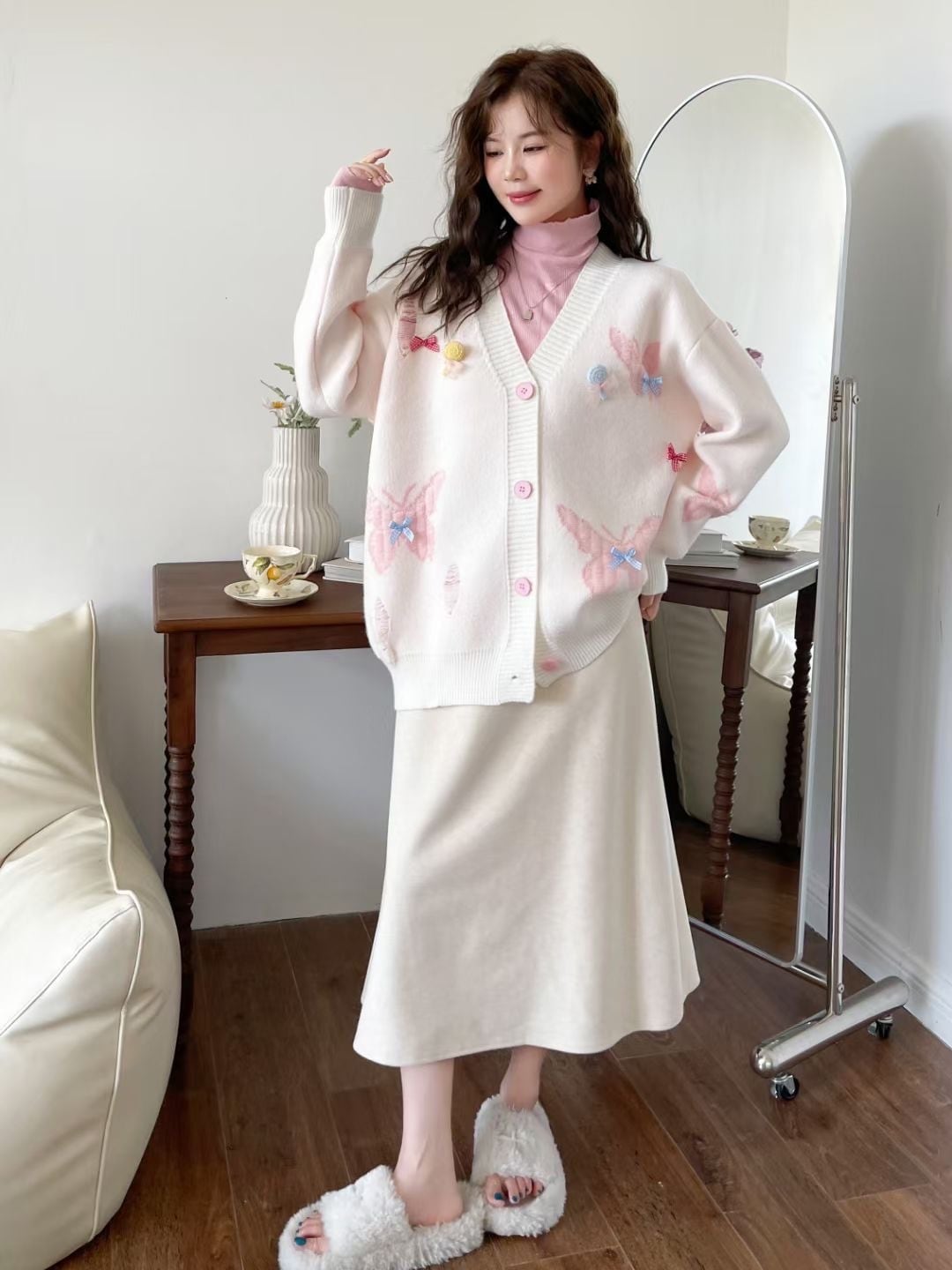【outer】Vネックニットカーデ　M26382