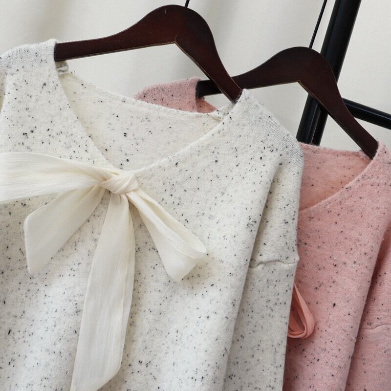 【tops】リボン付きニットセーター　M27598