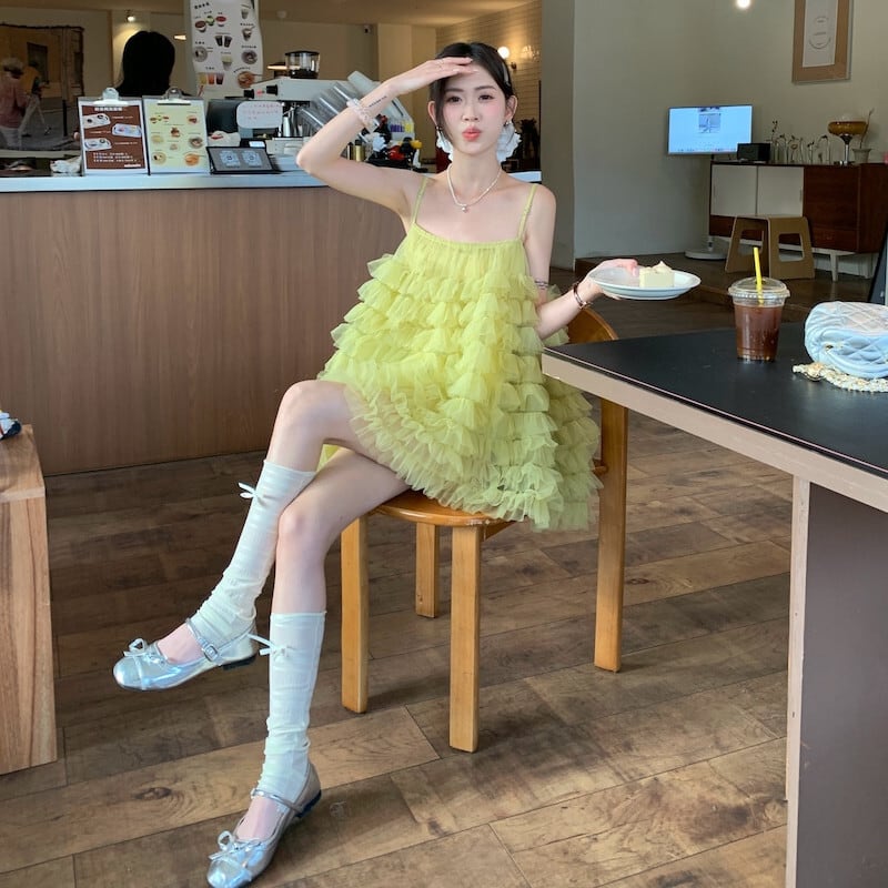 【dress】チュールコンビキャミワンピース　M29848