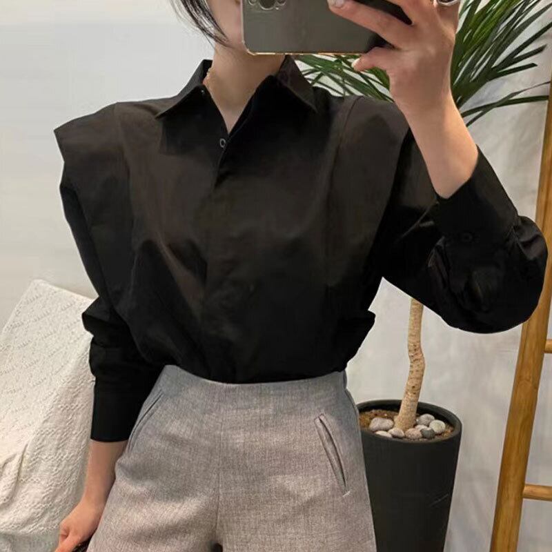 【tops】POLOネック長袖ブラウスF7058