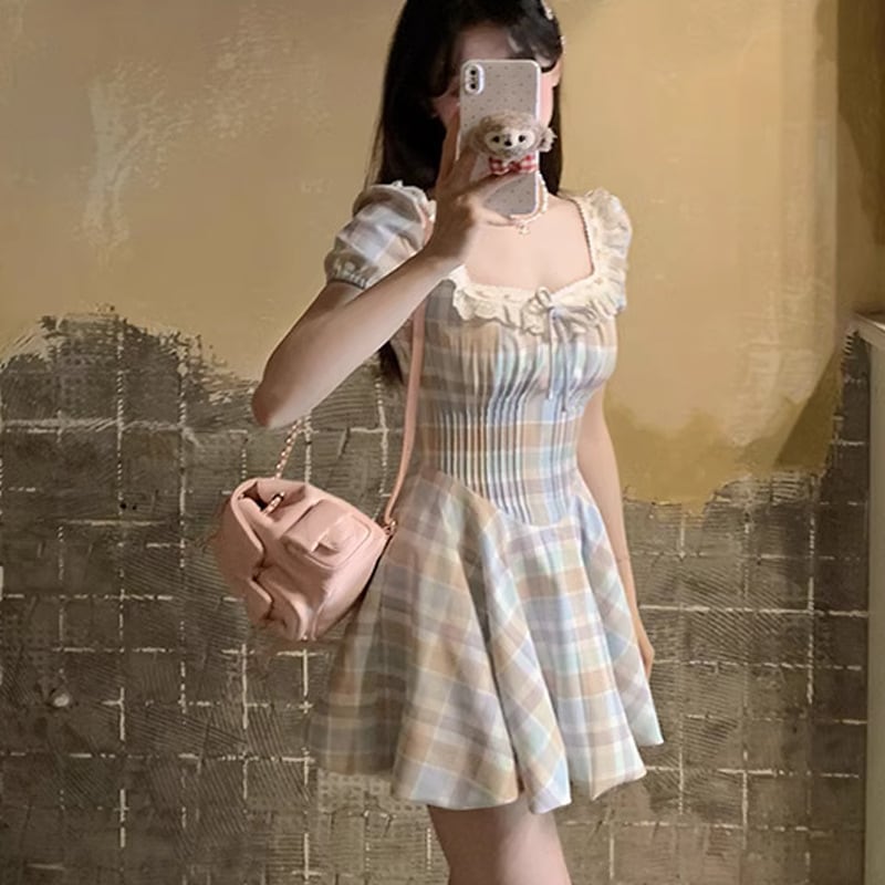 【dress】チェック柄ワンピース　M24323