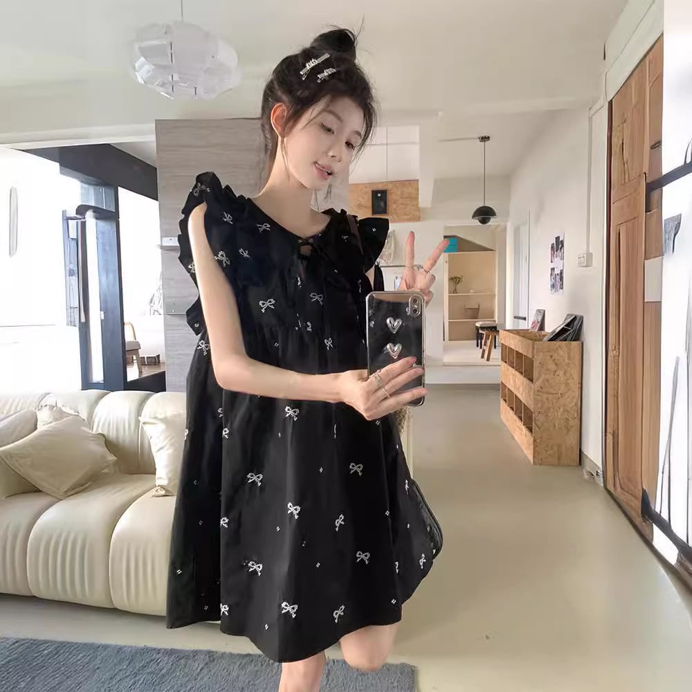 【dress】リボン刺繍ワンピース　M25039