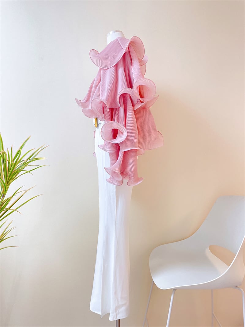 【tops】VネックフリルブラウスF7054