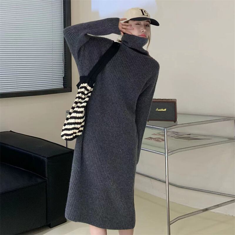 【dress】無地ニットワンピース　M19129