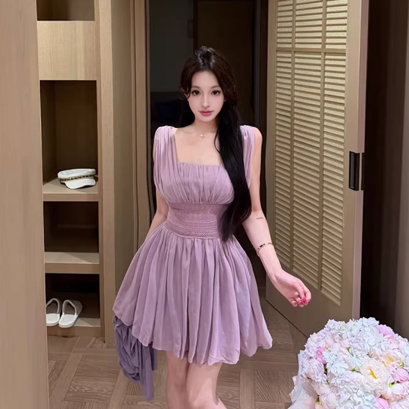 【dress】ノースリーブAラインミニワンピース Q8480