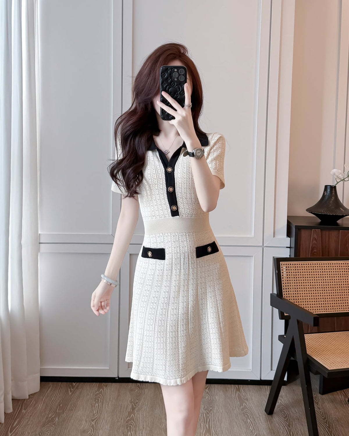 【dress】Aラインニットワンピース Q8468