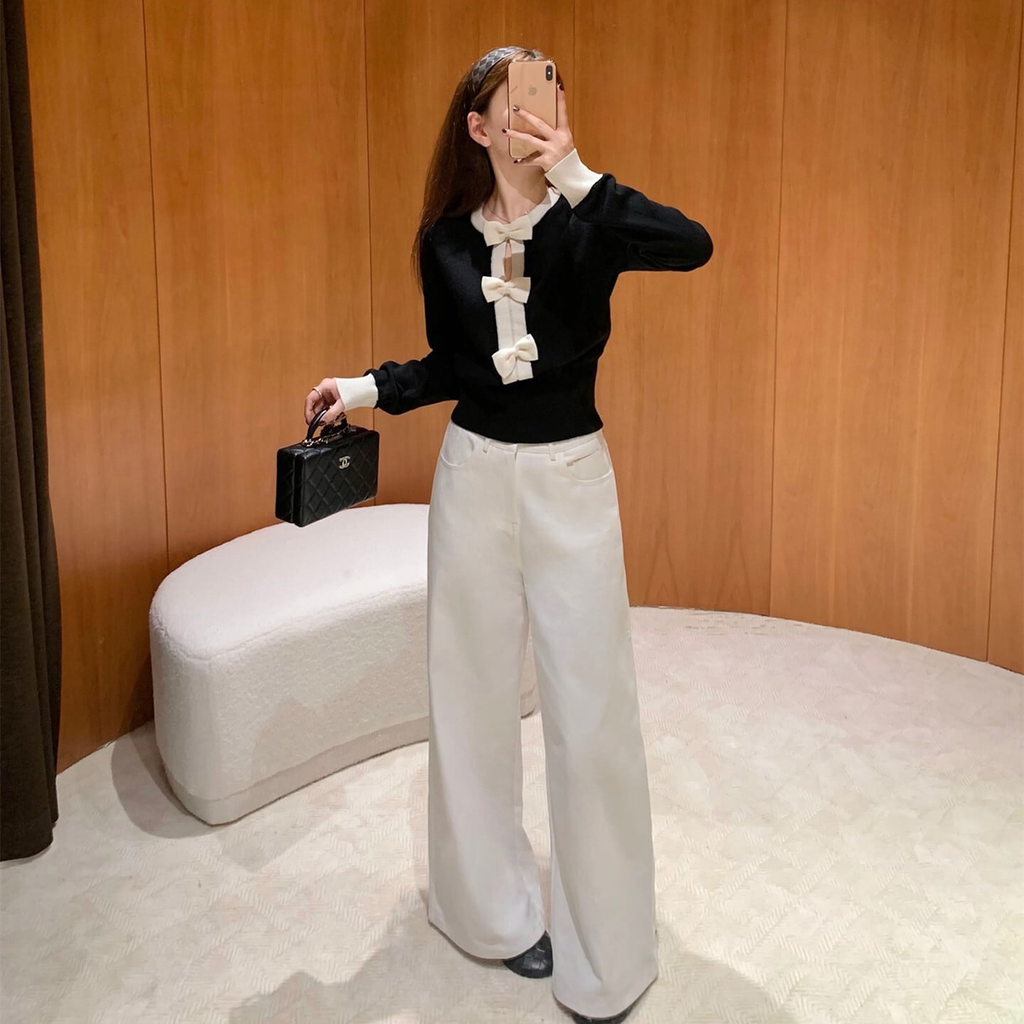 【tops】リボン付きニットトップス　N3332