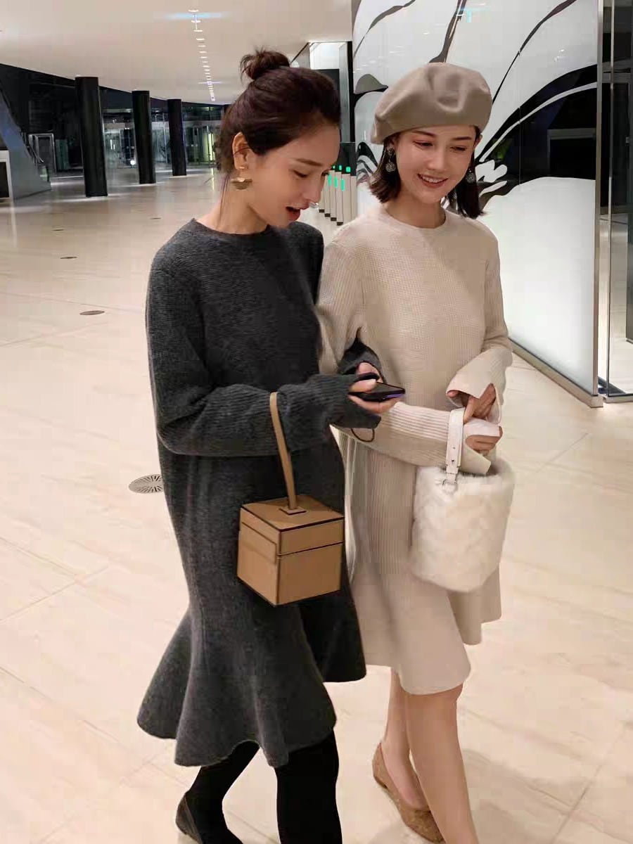 【dress】フリルニットワンピース　M26194